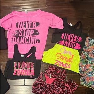 Lot of XS Zumba workout gear